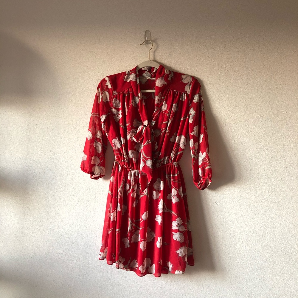 Floral Red Dress